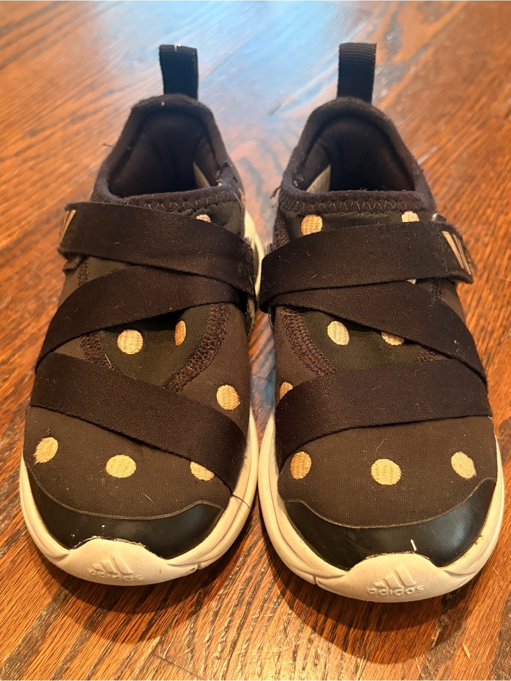 adidas X Minnie Mouse  Kids Black Sneakers with Gold Polka Dots